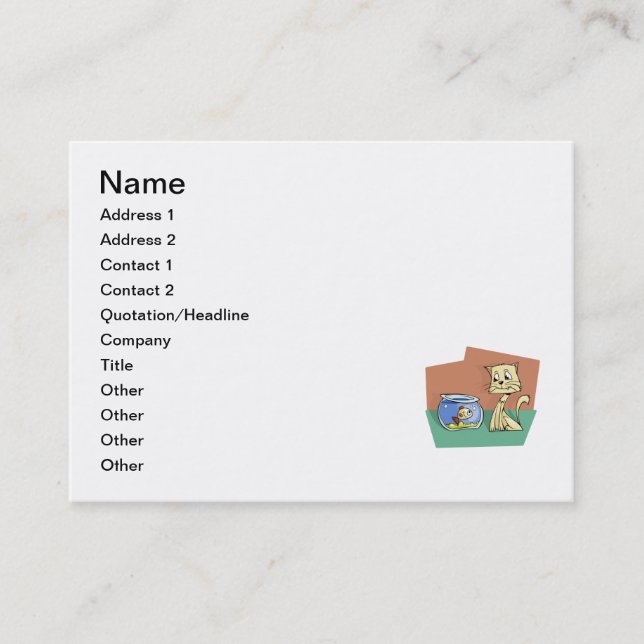 Carte De Visite Clipart de chat et de poisson (Devant)