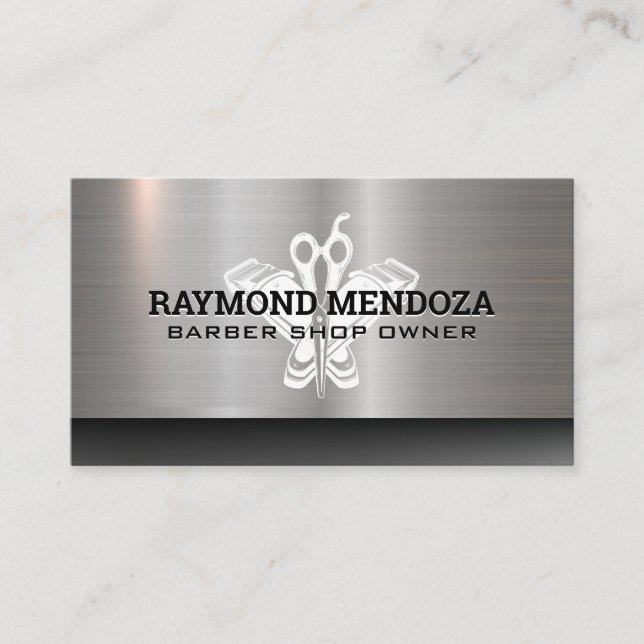 Carte De Visite Clippers à cheveux barber | Ciseaux | Metallique (Devant)