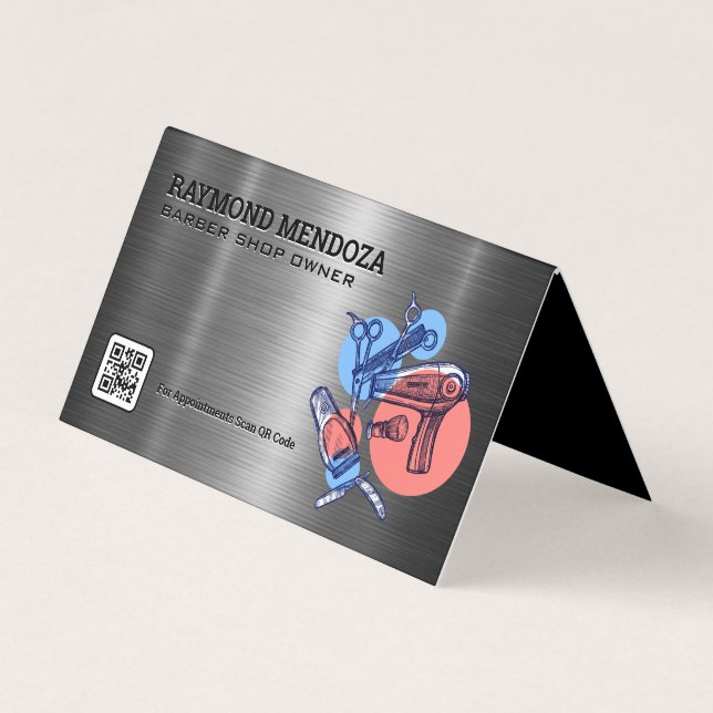Carte De Visite Clippers | Code QR | Ciseaux (Devant)