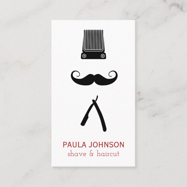 Carte De Visite Clippers Mustache Razor Barber (Devant)