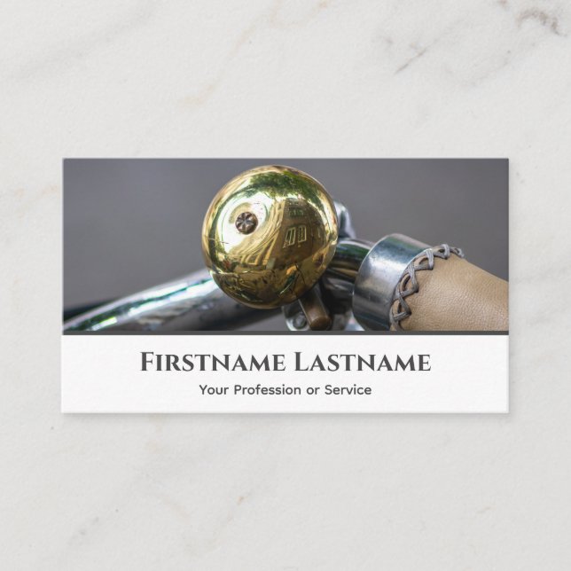 Carte De Visite Clochette de vélo doré brillant pour les ateliers  (Devant)