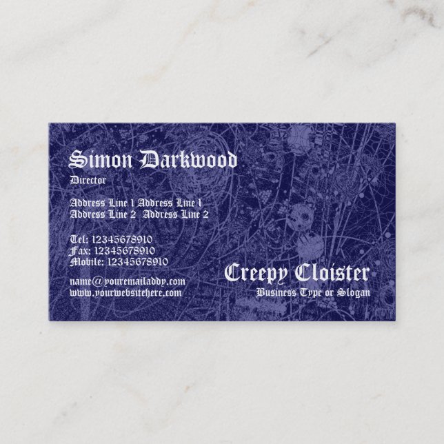 Carte De Visite Cloître déplaisant 02 - Tex Abstact - Bleu foncé (Devant)