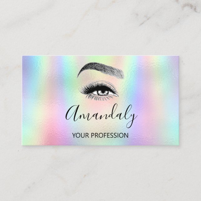 Carte De Visite Clou Artiste Lash Friseur Logo Hologramm Blau Visi (Devant)