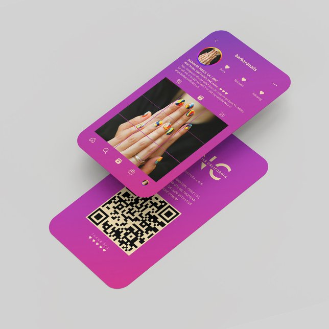 Carte De Visite Clou Artiste Purple Pink Or Moderne Instagram (Nail Artist Purple Pink Gold Modern Instagram Business Card
)