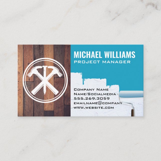 Carte De Visite Clou des marteaux | Peinture en bois | Entrepreneu (Devant)