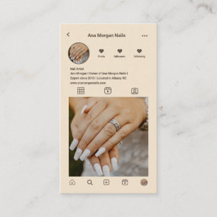 Carte De Visite Clou Salon Instagram Grille Photo Qr Code Beige