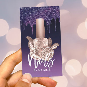 Carte De Visite Clou Salon Rose Or Floral moderne Purple Drives