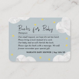 Carte De Visite Clouds Blue Grey Books Baby shower