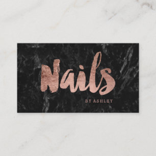 Carte De Visite Cloue le marbre rose chic de noir de typographie