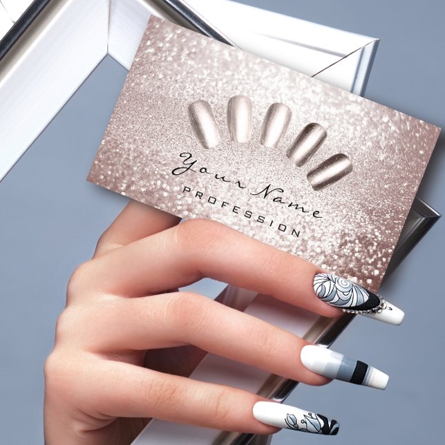 Carte De Visite Clous Artiste Parties scintillant Grey Lux Manucur (Créateur téléchargé)