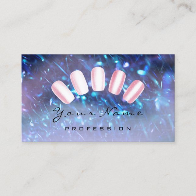 Carte De Visite Clous Artiste Pink Blue Manicure Pedicure Holograp (Devant)