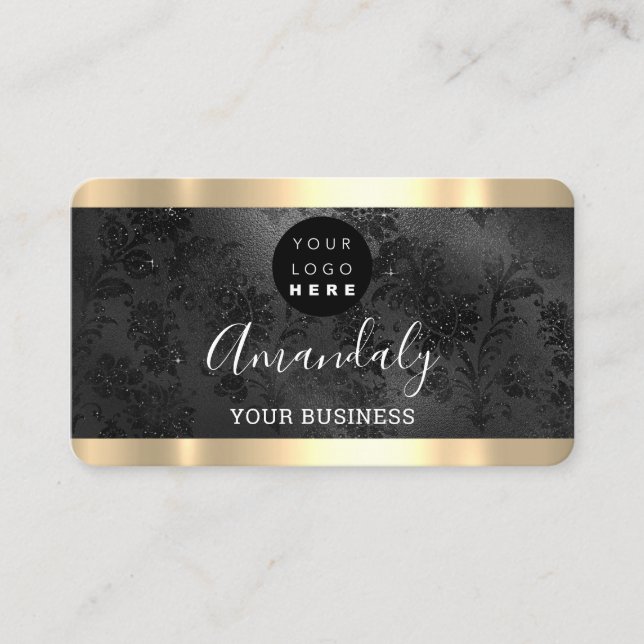 Carte De Visite Clous de cheveux maquillage Stylist Gold Black Log (Devant)