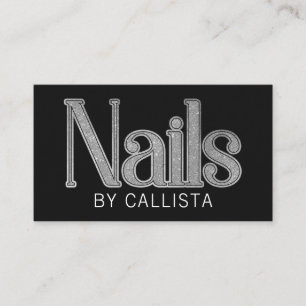 Carte De Visite Clous de Parties scintillant en argent noir glam m