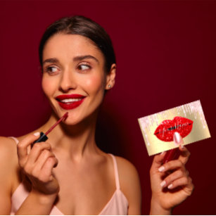 Carte De Visite Clous maquillage Artiste Lèvres rose Baiser Lips R