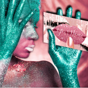 Carte De Visite Clous Maquillage Artiste Rose Baiser Lips Rose Las