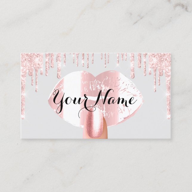 Carte De Visite Clous Maquillage Artiste Rose Drives Gris Rose Kis (Devant)