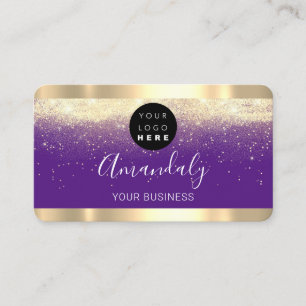 Carte De Visite Clous maquillage Stylist Gold violet violet logo