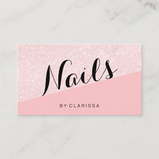 Carte De Visite Clous roses modernes élégants de rose de parties (Devant)