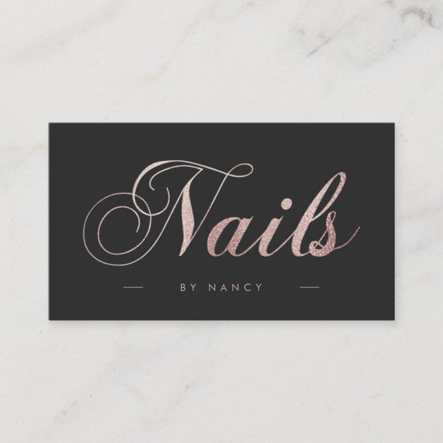 Carte De Visite Clous Script Calligraphie Rose Parties scintillant (Devant)