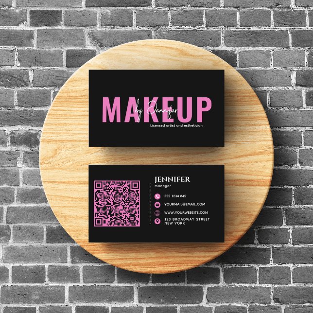 Carte De Visite Clous Spas De Salon Moderne Et Eyelash Noir & Rose (Créateur téléchargé)