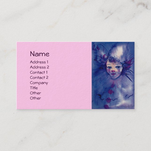 CARTE DE VISITE CLOWN EN VIOLET (Devant)