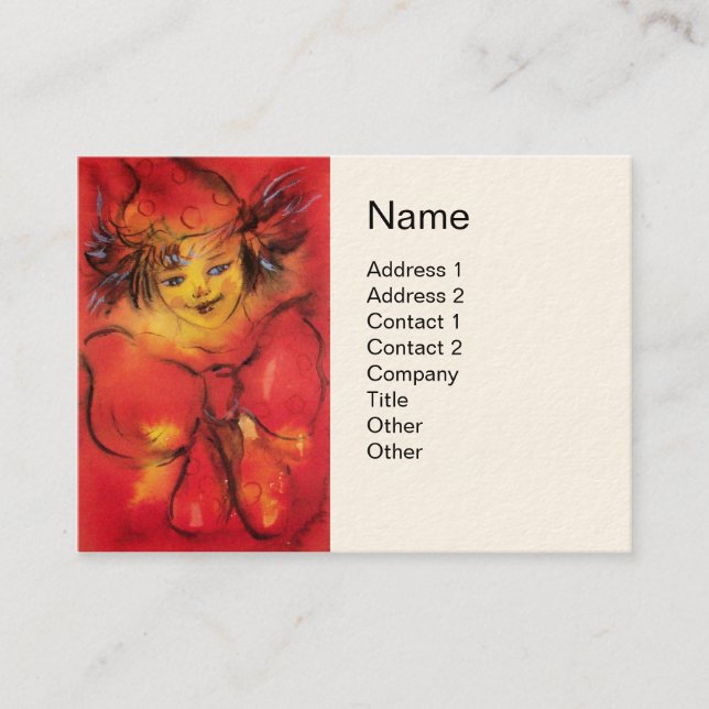 CARTE DE VISITE CLOWN ROUGE (Devant)