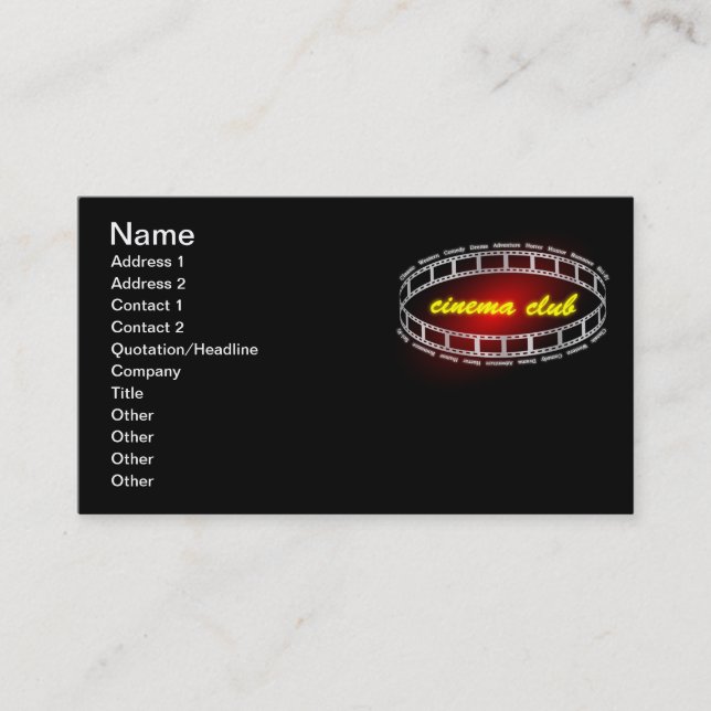 Carte De Visite Club cinéma (Devant)