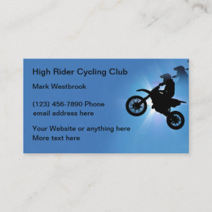 Carte De Visite Club de moto et de cyclisme tout terrain