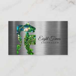 Carte De Visite Club d'échecs King Metallic Argent Faux