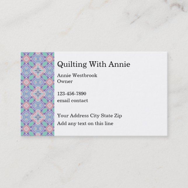Carte De Visite Club Et Classes De Quilting (Devant)