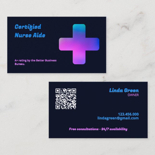 Carte De Visite CNA Nursing QR (Devant / Derrière)