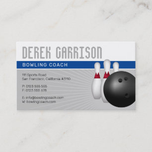 Carte De Visite Coach de Bowling   Offre Sport Parfait Bleu Profon