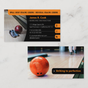Carte De Visite Coach de Bowling   Photo Sport noir