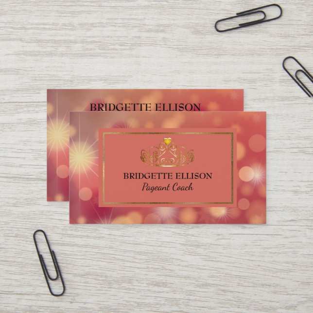 Carte De Visite Coach de concours scintillant rose rouge or (Devant/Arrière en situation)