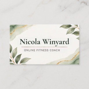 Carte De Visite Coach de fitness en ligne Elegant Greenery