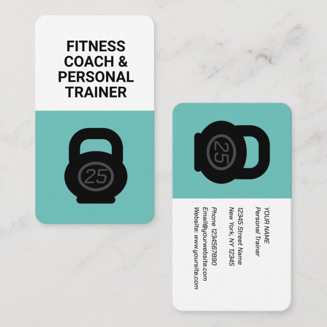 Carte De Visite coach de fitness moderne entraîneur personnel kett (Devant / Derrière)