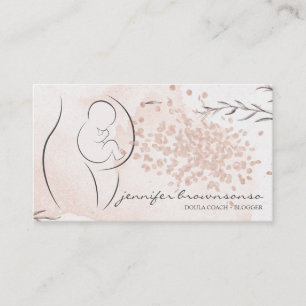 Carte De Visite Coach de naissance de doula rose floral enceinte