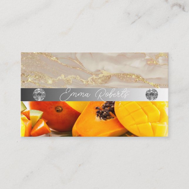 Carte de visite Coach Diamant Rose Marbre Argent (Devant)