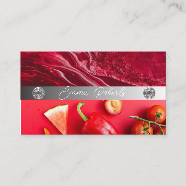 Carte de visite Coach Diamant Rose Marbre Argent (Devant)