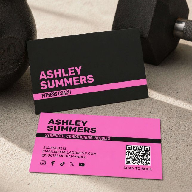 Carte De Visite Coach Fitness Rose Gras (Créateur téléchargé)