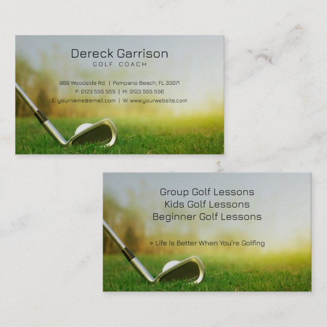 Carte De Visite Coach golf | Cours d'instructeur professionnel de  (Devant / Derrière)