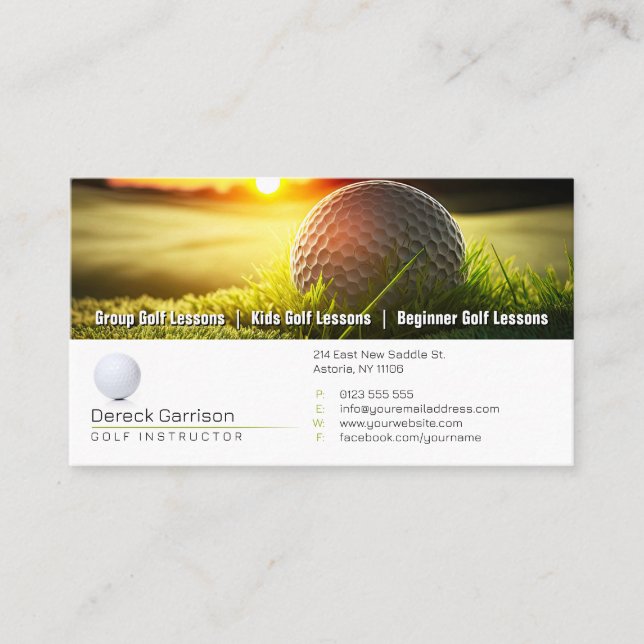 Carte De Visite Coach golf | Instructeur professionnel de golf (Devant)