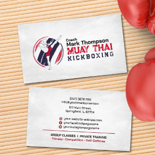 Carte De Visite Coach Muay Thai et Kickboxing - Blue Red Business