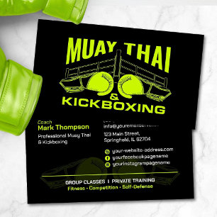 Carte De Visite Coach Muay Thai et Kickboxing - Noir et Lime