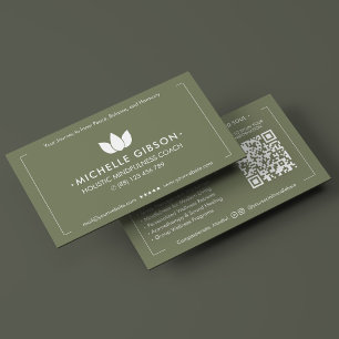 Carte De Visite Coache en Bien-être Élégant Sage Lotus Entraîneur 