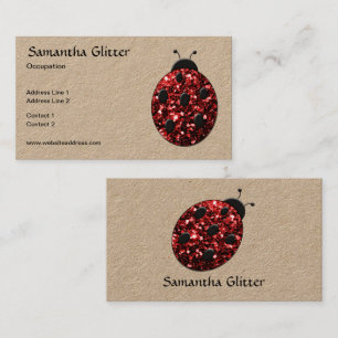 Carte De Visite Coccinelle kraft rouge scintillant scintillante