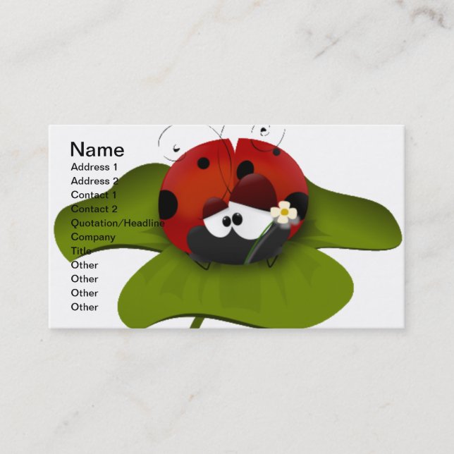 Carte De Visite Coccinelle sur une feuille verte (Devant)