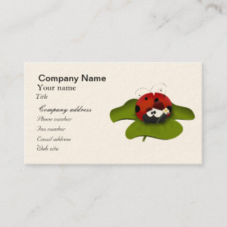 Carte De Visite Coccinelle sur une feuille verte