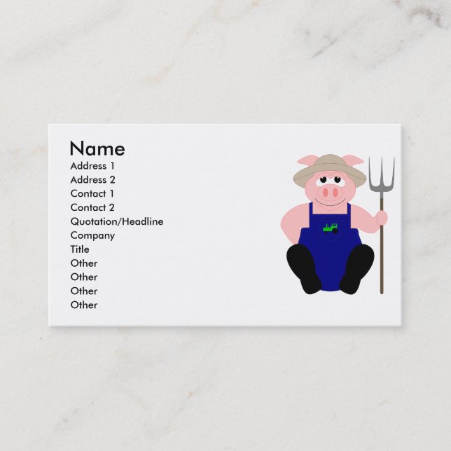 Carte De Visite Cochon de ferme rose (Devant)