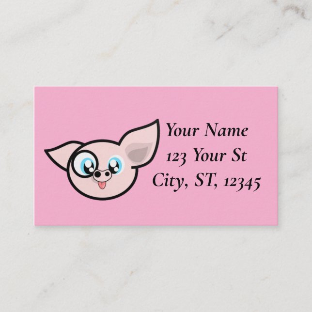 Carte De Visite Cochon Drôle Sourire Thunder_Cove (Devant)